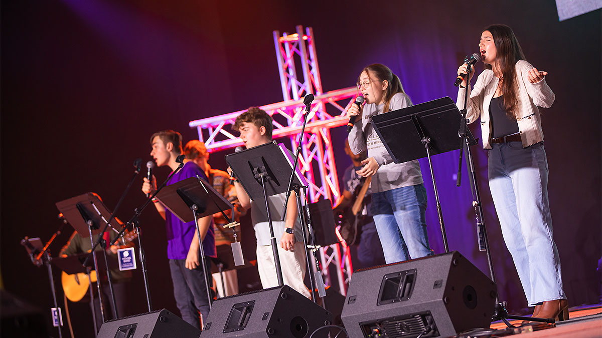 House Band singing on stage